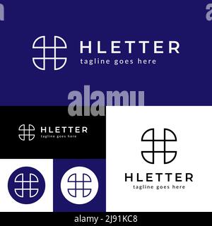 H Buchstabe Logo.Runde quadratische Form Logo-Vorlage.Vektor-Illustration.Schwarz-Weiß-Farbe. Stock Vektor