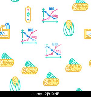 Biokraftstoff Grüne Energie Vektor Nahtloses Muster Stock Vektor
