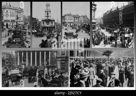 Einige seltene Bilder von London, die die Hauptstraßen und Denkmäler darstellen, stammen aus den späten 1800s und frühen 1900s. Stockfoto