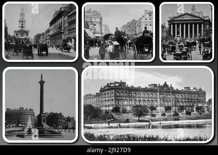 Einige seltene Bilder von London, die die Hauptstraßen und Denkmäler darstellen, stammen aus den späten 1800s und frühen 1900s. Stockfoto