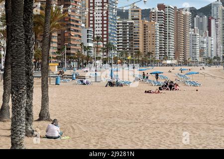 Levante Strand im Winter, Benidorm, Costa Blanca, Spanien, Europa Stockfoto