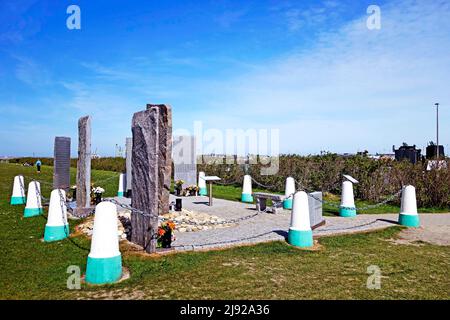 Beerdigung auf See, Gedenkstätte, Westhafen, Norddeich, Ostfriesland, Deutschland Stockfoto