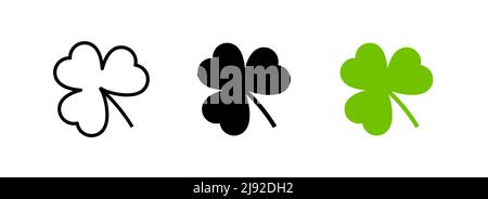 Shamrock Vektor Kleeblatt-Symbol, irisches Shamrock Blatt Logo Silhouette Trefoil Clipart Art Stock Vektor