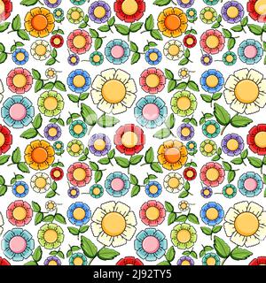 Nahtlose Hintergrund-Design mit bunten Blumen Illustration Stock Vektor