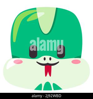 Schlange Reptil Gesichtsmaske Illustration Lächeln Kopf wild Tier Lächeln und Form Design Cartoon Wohnung Kinder Zeichnung Stock Vektor