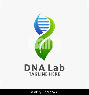 DNA-Zell-Logo-Design mit Blattelement Stock Vektor