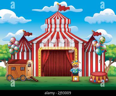 Big Top Zirkuszelte weiß und rot Hintergrund Stock Vektor