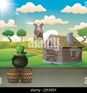 St. Patrick's Day Hintergrund auf der Farm Landschaft Stock Vektor