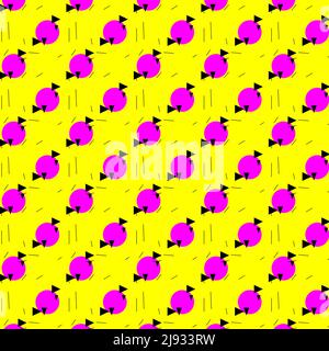 Abstrakter Hintergrund nahtloses Muster für Geschenkpapier, Universal wiederholende abstrakte Kreise Figur in rosa und gelb Stockfoto