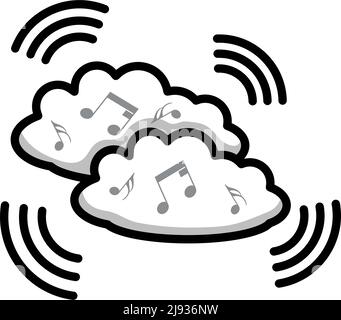 Music Cloud-Symbol. Editierbare Fett Formatigte Kontur Mit Farbfüllungsdesign. Vektorgrafik. Stock Vektor