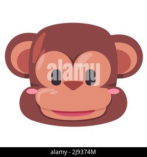 Affen Affen Affen Gesicht Maske Illustration Lächeln Kopf wild Tier Lächeln und Form Design Cartoon Wohnung Kinder Zeichnung Stock Vektor