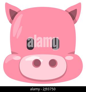 Schwein rosa Ferkel Gesichtsmaske Illustration Lächeln Kopf wild Tier Lächeln und Form Design Cartoon Wohnung Kinder Zeichnung Stock Vektor