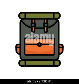 Symbolvektor für Campingtasche. Tasche, Camping. Gefüllte Linie Symbol Stil. Einfaches Design editierbar. Entwerfen Sie eine einfache Illustration Stock Vektor
