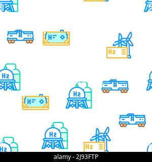 Wasserstoff Energie Gas Vektor Nahtloses Muster Stock Vektor