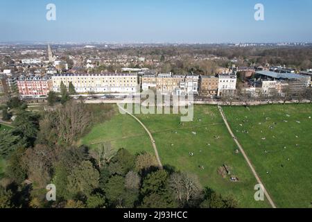 Richmond River und Bridge London UK Luftdrohne Stockfoto