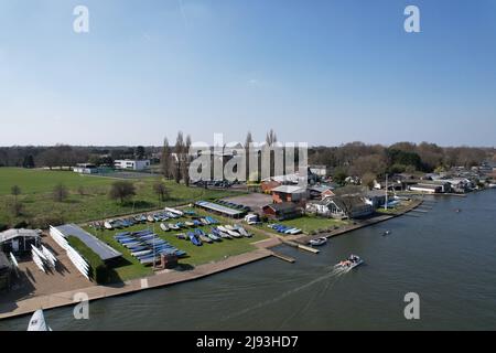 Tamesis Bootsclub Kingston upon Thames Drone Luftaufnahme Stockfoto