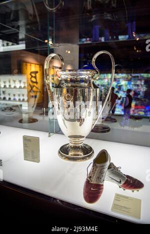 FC Barcelona Museum, im Camp Nou Stadion. Champions Cup (Barcelona, Katalonien, Spanien) ESP: Museo del FC Barcelona, en el Camp Nou. Copa Champions Stockfoto