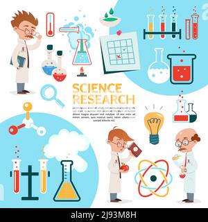 Flache Vorlage Für Wissenschaft Stock Vektor