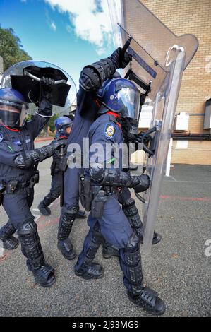 WESTERN Australia Polizei Krawalle Ausbildung in Aktion. Stockfoto