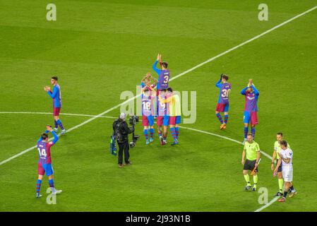 FC Barcelona Spieler in einem Spiel der Spanischen Liga 2022 gegen den FC Sevilla im Camp Nou Stadion (Barcelona, Katalonien, Spanien) ESP: Jugadores del Barça Stockfoto