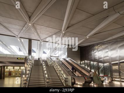 Briefing der Foreign Press Association und Führung durch die Elizabeth Line am Bahnhof Farringdon, veranstaltet von Central District Alliance, London & Partners, TfL Stockfoto