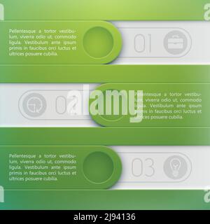 Business Infografik Design-Vorlage mit Text Platz für drei Optionen Schritte oder Prozesse Flat Vector Illustration Stock Vektor