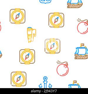 Piraten Meer Räuber Vektor Nahtloses Muster Stock Vektor