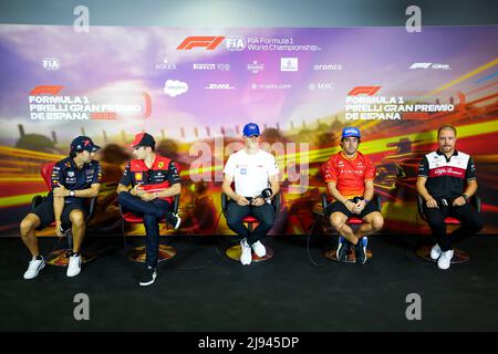 Barcelona, Spanien. 20.. Mai 2022. #11 Sergio Perez (MEX, Oracle Red Bull Racing), #16 Charles Leclerc (MCO, Scuderia Ferrari), #47 Mick Schumacher (DEU, Haas F1 Team), #14 Fernando Alonso (ESP, BWT Alpine F1 Team), # 77 Valtteri Bottas (FIN, Alfa Romeo F1 Team ORLEN), Großer Preis von Spanien F1 auf dem Circuit de Barcelona-Catalunya am 20. Mai 2022 in Barcelona, Spanien. (Foto von HIGH TWO) Quelle: dpa/Alamy Live News Stockfoto