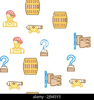 Piraten Meer Räuber Vektor Nahtloses Muster Stock Vektor