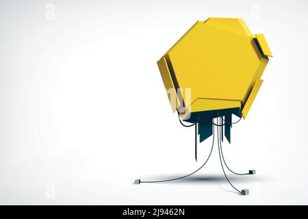 Realistische technische High-Tech-Objekt wie die gelbe Industrie-Plakatwand Werbung Auf dem weißen Hintergrund isolierte Vektordarstellung Stock Vektor