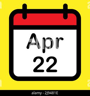 Kalendersymbol 22. April, Vektorgrafik Stock Vektor
