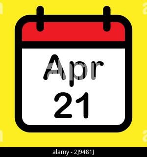 Kalendersymbol 21. April, Vektorgrafik Stock Vektor