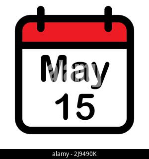 Kalendersymbol mit 15. Mai, Vektorgrafik Stock Vektor