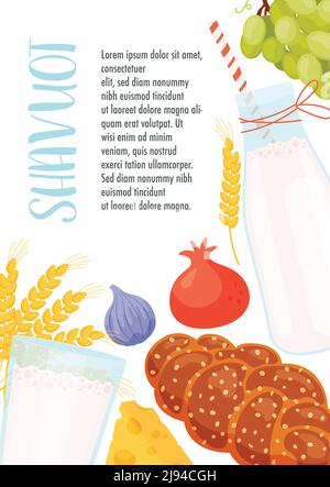 Happy Shavuot Tag Grußkarte Flyer Konzept. Übersetzung aus dem hebräischen Text - Happy Shavuot. Vektorgrafik Stock Vektor