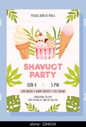 Shavuot Tag Party einladen Konzept. Alles gute zum shavuot Tag. Vektorgrafik Stock Vektor