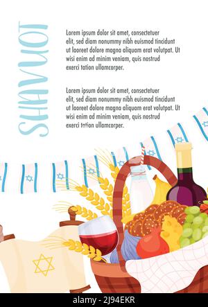 Happy Shavuot Tag Grußkarte Flyer Konzept. Übersetzung aus dem hebräischen Text - Happy Shavuot. Vektorgrafik Stock Vektor