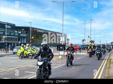 Southend Shakedown Motorrad Treffen organisiert vom Ace Café. Osterfeiertag Montag. Stockfoto