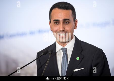 Venaria Reale, Italien. 20 Mai 2022. Luigi Di Maio, Außenminister Italiens, hält eine Pressekonferenz im Rahmen des Ausschusses der Außenminister des Europarates 132. ab. Kredit: Nicolò Campo/Alamy Live Nachrichten Stockfoto