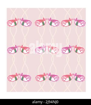 Sweet Sushi kawaii, Cartoon nahtlose Muster Hintergrund Stock Vektor
