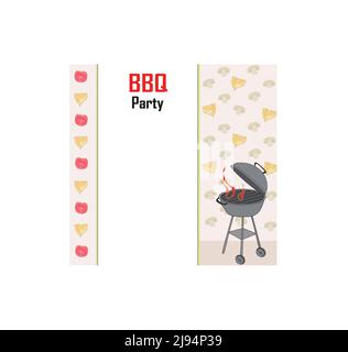 Barbecue Party Menü Karte Einladung Stock Vektor