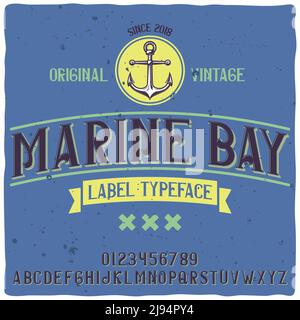 Original-Etikettenschrift mit dem Namen 'Marine Bay'. Gute handgefertigte Schrift für jedes Label-Design. Stock Vektor