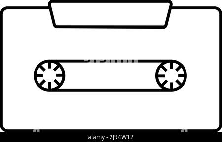 Musikkassette-Symbol für das Web. Einfache Symbol schwarze Linie mit weißem Hintergrund Stock Vektor