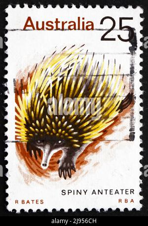 AUSTRALIEN - UM 1974: Eine in Australien gedruckte Marke zeigt Spiny Anteater, Echidna, Tachyglossidae, Animal, um 1974 Stockfoto