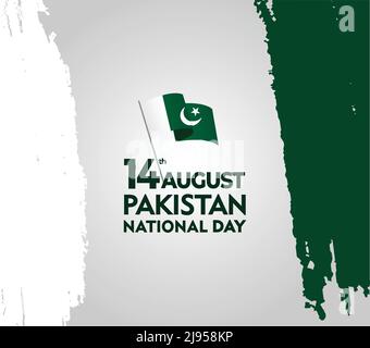 14. August pakistan Nationalfeiertag mit Flagge und Aquarellfarbe grün, weiße Farbe auf gradienten Hintergrund Stock Vektor