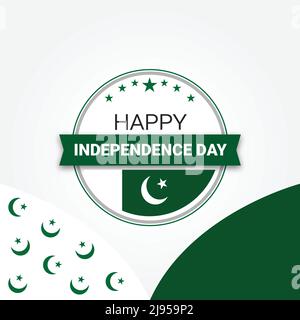 Glücklicher Unabhängigkeitstag Pakistans, Sterne und Mond mit grüner und weißer Farbe Stock Vektor
