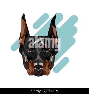 Dobermann Hund Tier low poly Design. Dreiecksvektordarstellung. Porträt, Hundekopf Stock Vektor