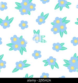 Einfache pastellfarbene blaue Blume nahtlose Muster flachen Stil Vektor-Illustration, Symbol des Frühlings, gemütliches Zuhause, Frühling Ostern Feiertage Feier Dekor, Ornament für Textil, Stoffe Stock Vektor