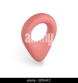 3D rote Nadelpunktemarkierung mit Schatten. Positionssymbol auf der Karte. Vektorgrafik. Stock Vektor