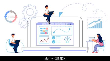 Workflow-Automatisierung Personalorganisation und -Management Geschäftswachstum Wege abstraktes Konzept Vektor-Illustration Projektleitung Wasserfall und ein Stock Vektor