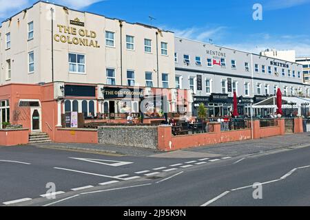 Hotels und Bars am Meer in Weston-super-Mare, Großbritannien Stockfoto